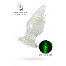 Анальная втулка Sexus Glass светящаяся в темноте, стекло, прозрачная, 9,8 см