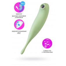 Точечный вибратор с вакуумной стимуляцией Satisfyer Twirling Pro Connect App, силикон, мятный, 20 см