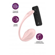 Виброяйцо Satisfyer Ribbed Petal Connect App с пультом ДУ, розовое, 7,8 см