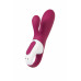 Вибратор с клиторальным стимулятором и подогревом Satisfyer Hot Bunny Connect App, бордовый, 17,5 см