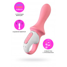 Вибратор с расширением Satisfyer Air Pump Booty 5+ Connect App, силикон, розовый, 15 см