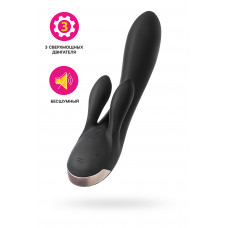 Вибратор с клиторальным стимулятором Satisfyer Double Flex Connect App, черный, силикон, 20 см